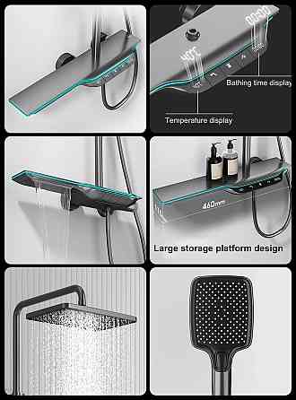Душова система з тропічним душем та ручною термостатичною душовою системою Gun Grey (569928092) Київ