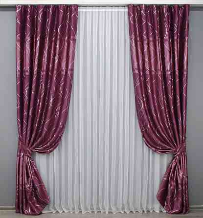 Комплект готовых штор VR-Textil Софт Лиана № 459ш Малиновый 150х270 см 2 шт (30-199) Киев