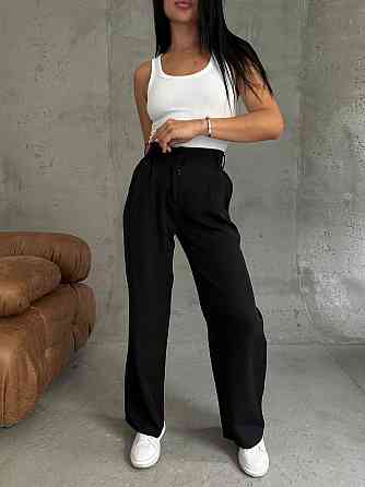 Жіночі базові штани палаццо костюмка Чорний, 42/44 Одеса