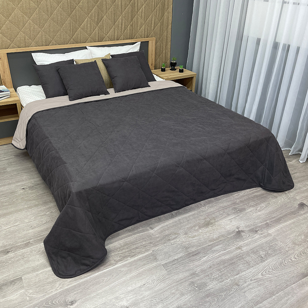 Покрывало стеганое Decorator Sparta Diamond ромб 220х240 см темно-серый (85-053) Киев - изображение 1