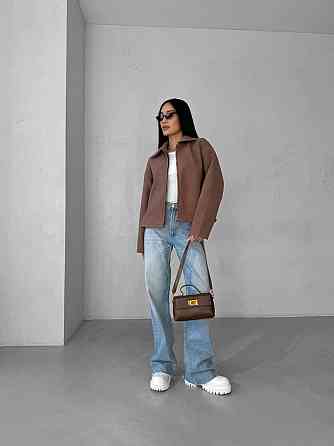 Женский теплый базовый оверсайз жакет на молнии из кашемира Мокко Одесса