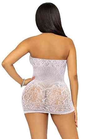 Сукня-сітка зі стразами Leg Avenue Rhinestone halter mini dress White, відкрита спина, one size Sex Aura Київ