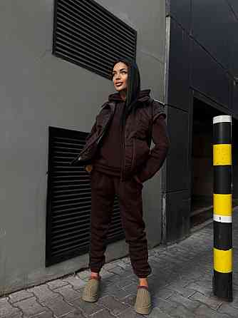 Женский теплый костюм тройка (жилетка+штаны+худи) Одесса