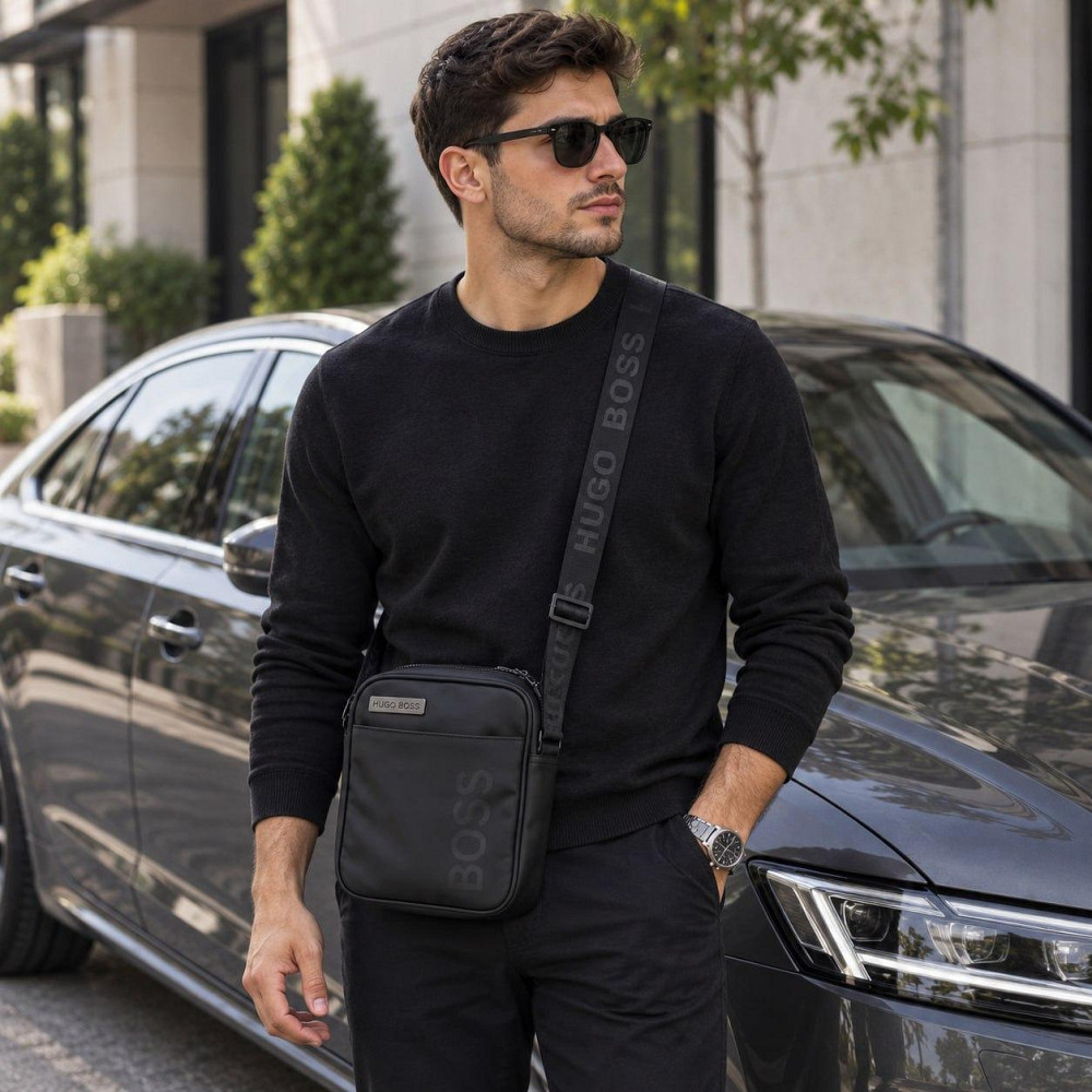 Брендовая мужская борсетка, сумка на плечо Hugo Boss (E-08) Киев - изображение 5