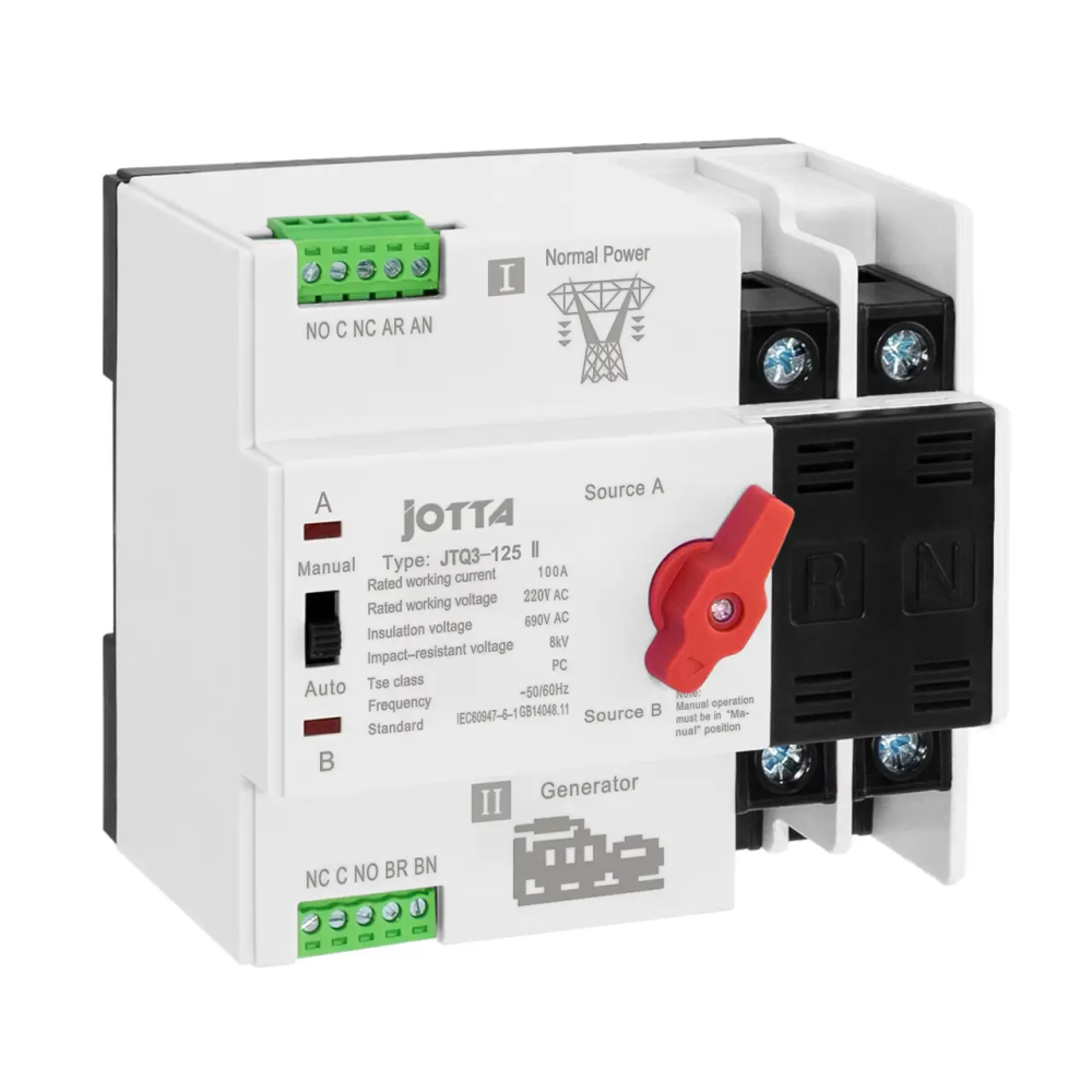 Однофазный переключатель ввода резерва АВР Jotta JTQ3-125 100A на Din-рейке Винница - изображение 1