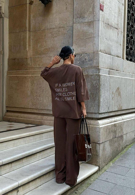 Женский прогулочный костюм двойка: кофта и штаны со стразами коттон Одесса - изображение 2