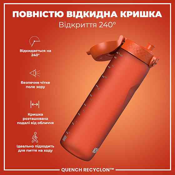 Пляшка для води ION8 1000 мл. (ЕКО пляшка) BPA Free, Hearty Orange Кам'янське