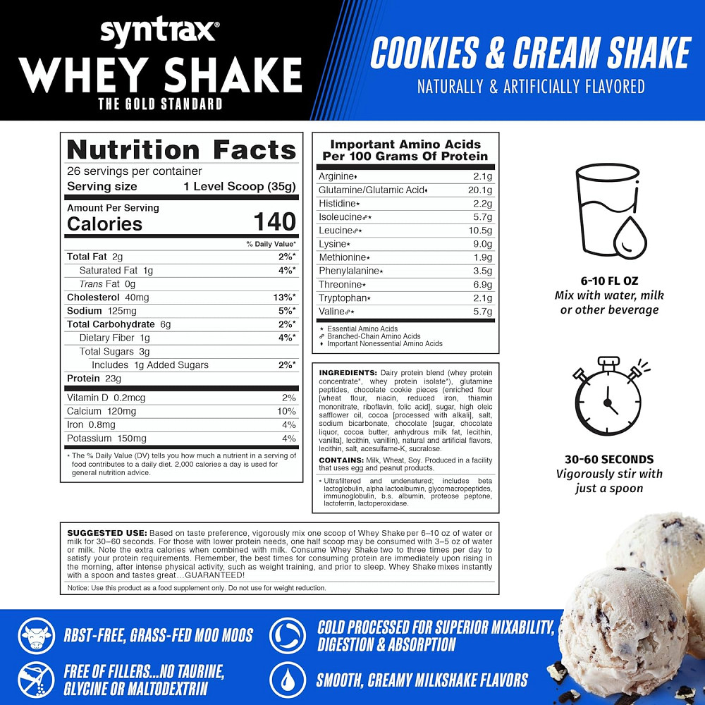 Протеин Syntrax Whey Shake 2.2 kg (Cookies & Cream) Луцк - изображение 2