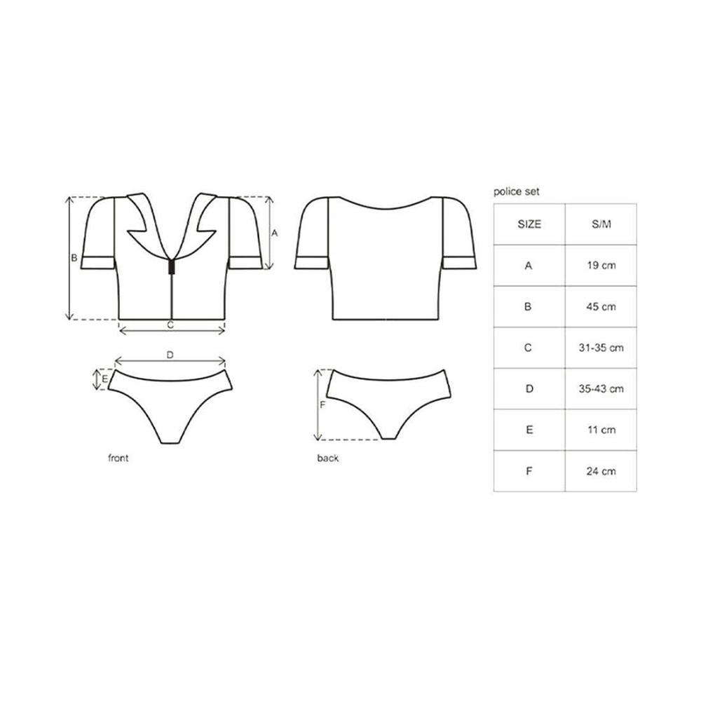 Еротичний костюм поліцейського Obsessive Police set S/M, black, топ, шорти, кепка, пояс, портупея Sex Aura Київ - фото 5