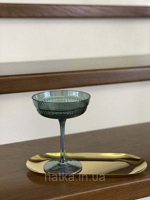 Набор бокалов 2 шт для мартини и шампанского 200 мл «Гринвиль» изумрудное стекло Киев - изображение 8