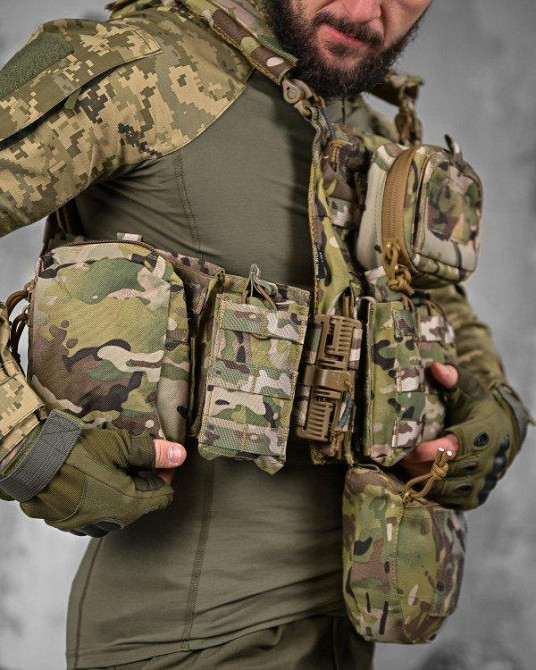 Плитоноска мультикам 4 сброса с подсумками в сборе Одесса - изображение 10