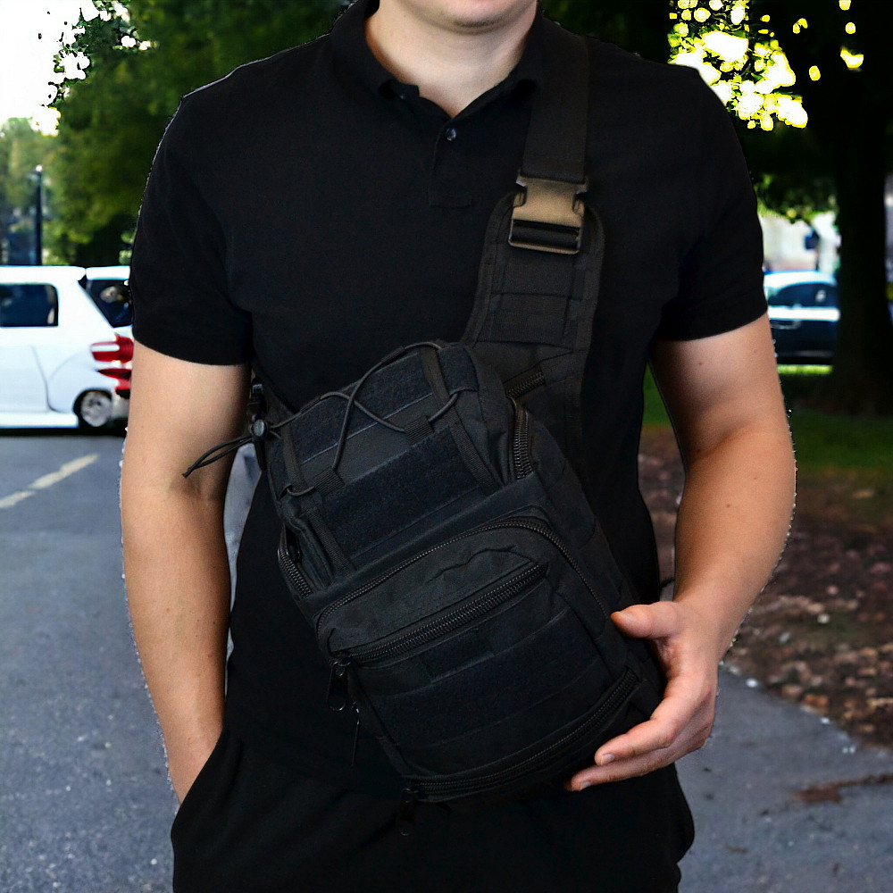 Тактична сумка для активного життя, Нагрудна сумка бананка містка, Чоловіча сумка-слінг тактична хакі VH-58 Івано-Франківськ - фото 3