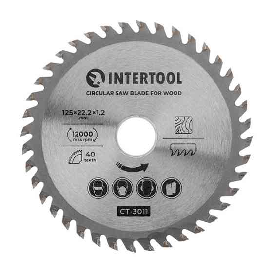 Диск по деревині, з твердосплавними напайками, 125×22,2×1,2 мм, 40 зубів, 12000 об/хв INTERTOOL CT-3011 Киев