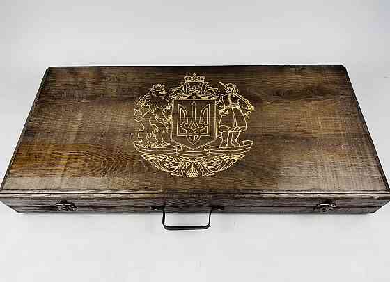 Подарунковий набір шампурів у дерев'яному кейсі BBQ Lux HAPPY DAYS Тернопіль