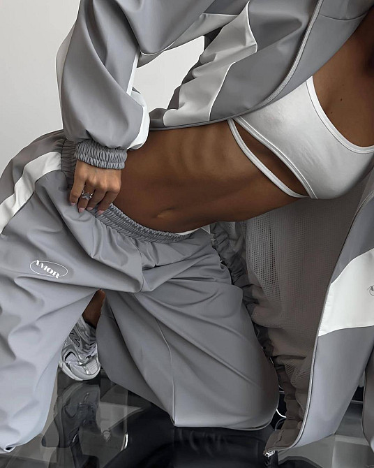 Жіночий стильний костюм оверсайз — двійка плащівка Еммі + підкладка спорт Сірий, 42/44 Одеса - фото 3