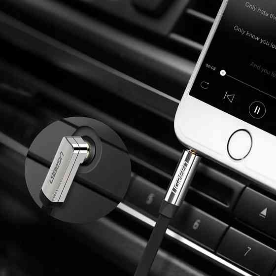 Аудио кабель UGREEN AV119 3.5mm Male to 3.5mm Male Straight to angle flat Cable 1m (Black)(UGR-10597) Одесса