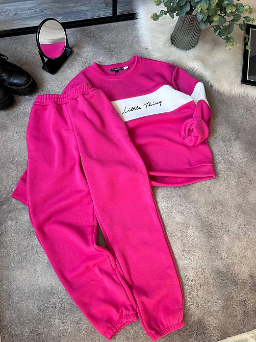 Жіночий стильний теплий костюм двойка тринитка на Флісі Рожевий Одеса - фото 1