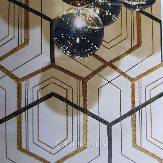 Шпалери метрові вінілові на флізелін 24 Carati Cristiana Masi геометрія смуги золотом чорні на бежевому 3д Київ