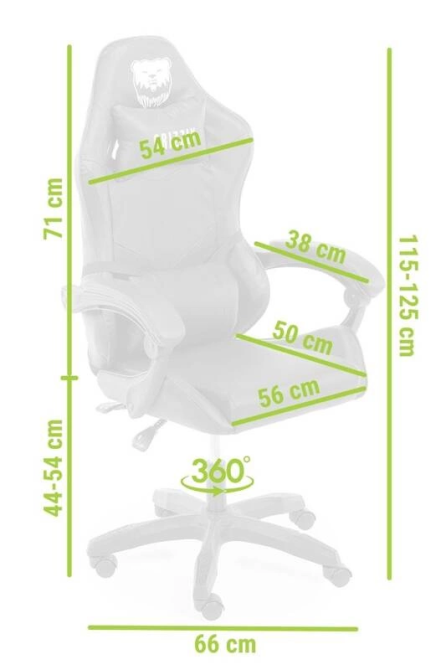 Геймерское кресло Grizzly с RGB LED подсветкой (12 режимов), Черное Киев - изображение 9