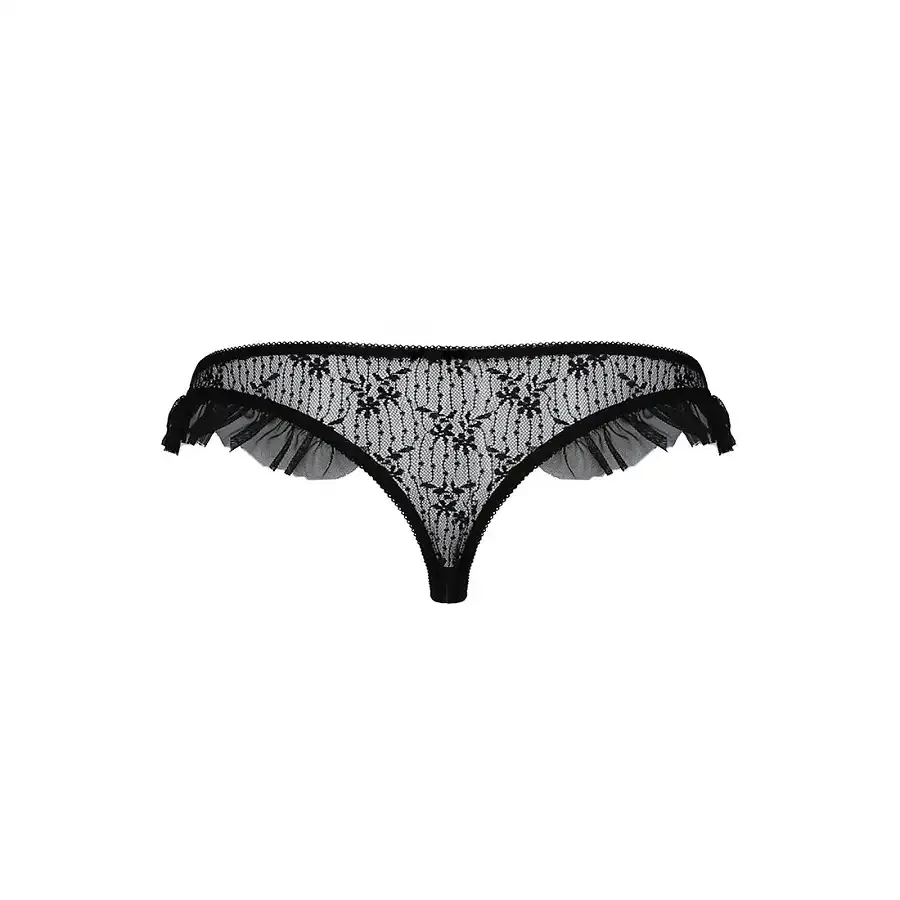 Трусики з оборками Passion Exclusive DONIA THONG S/M, black Львов - изображение 6