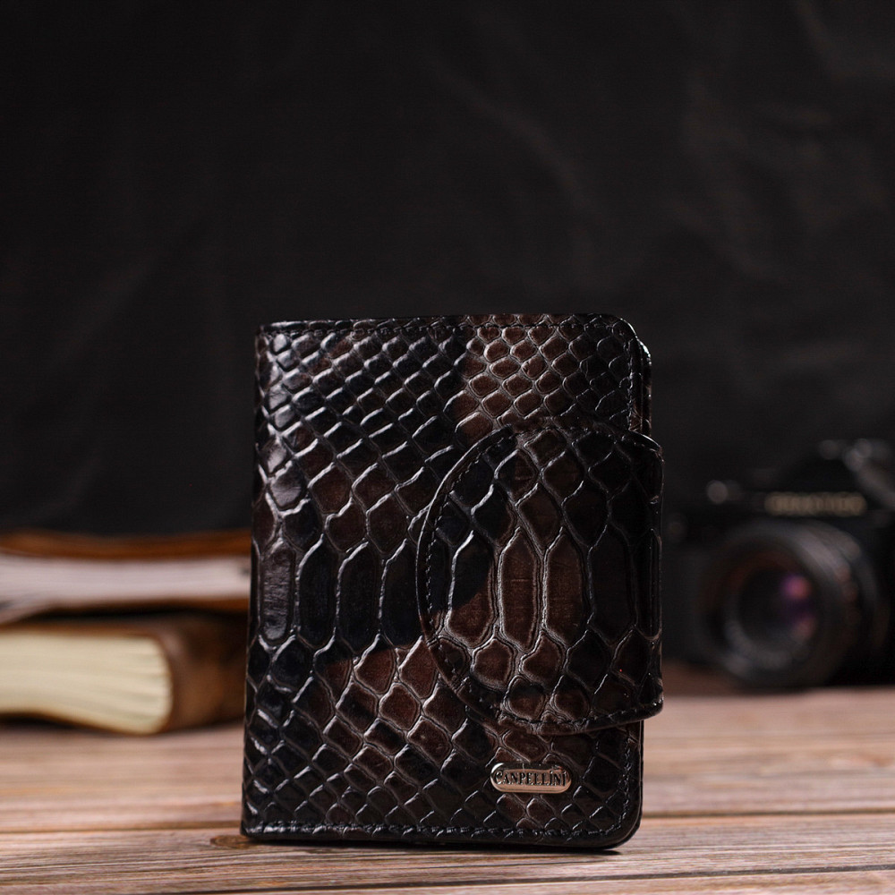 Фактурне жіноче портмоне середнього розміру з натуральної шкіри з тисненням під змію CANPELLINI 21805 Різнокольорове Київ - фото 6