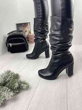 Nivelle Напівчоботи жіночі Nivelle чорні натуральна шкіра висота 24см обхват 34-36см каблук 9см Коломия
