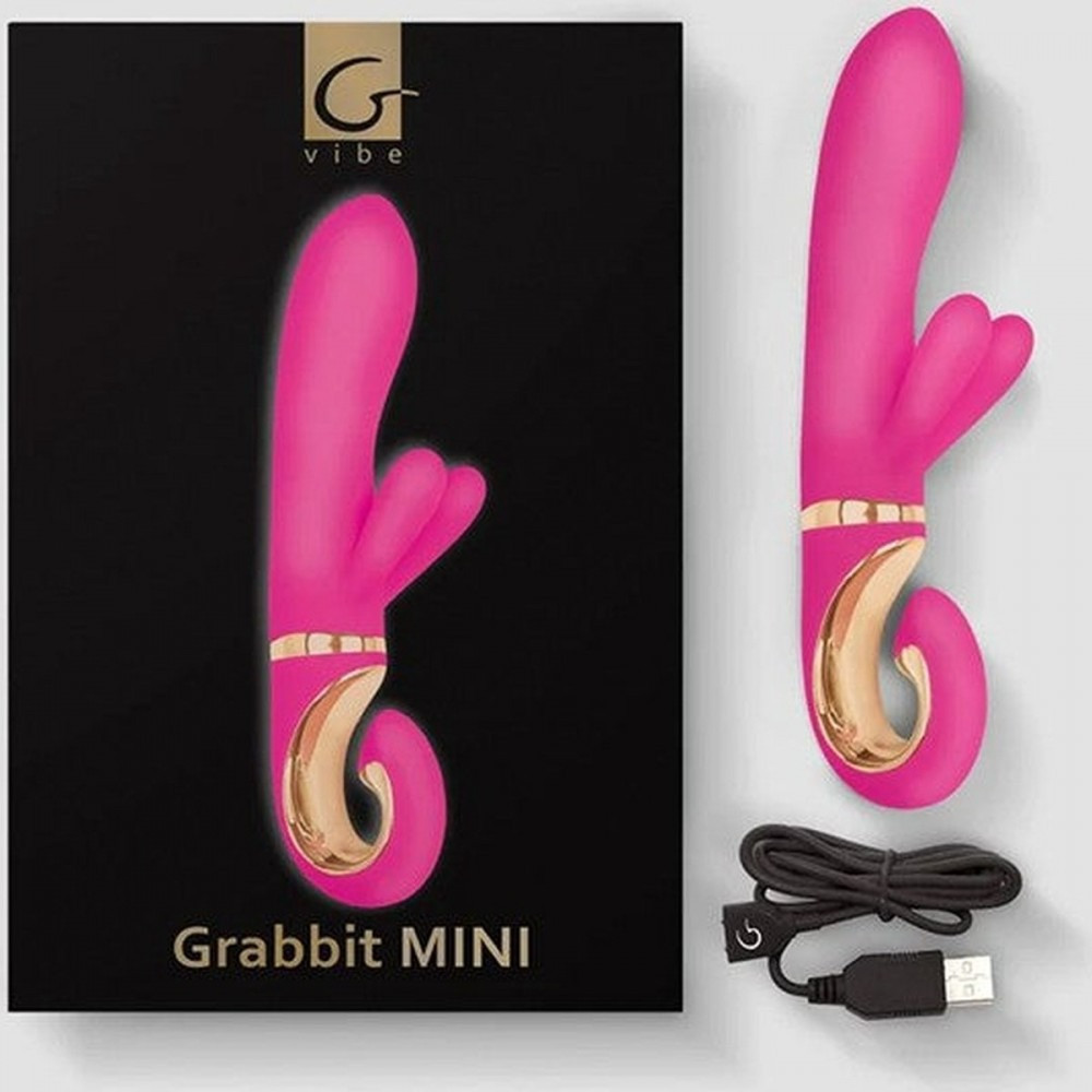 Вібратор-кролик із двома відростками для клітора Grabbit GVibe, рожевий, 23.5 см х 4 см Sex Aura Київ - фото 5