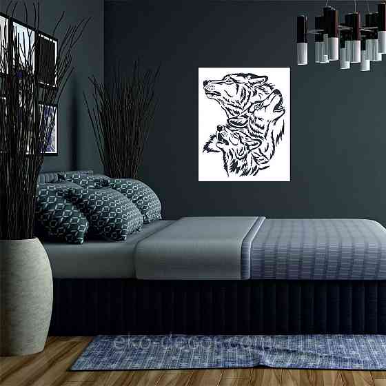 Декоративное настенное Панно «Волки» Декор на стену 70*56 см, Белый Киев