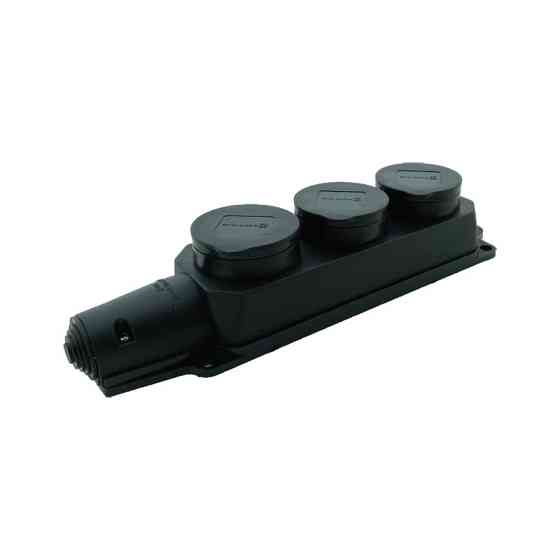 Рукоять с заземлением с крышкой 3 гнезда, каучук, черный Днепр