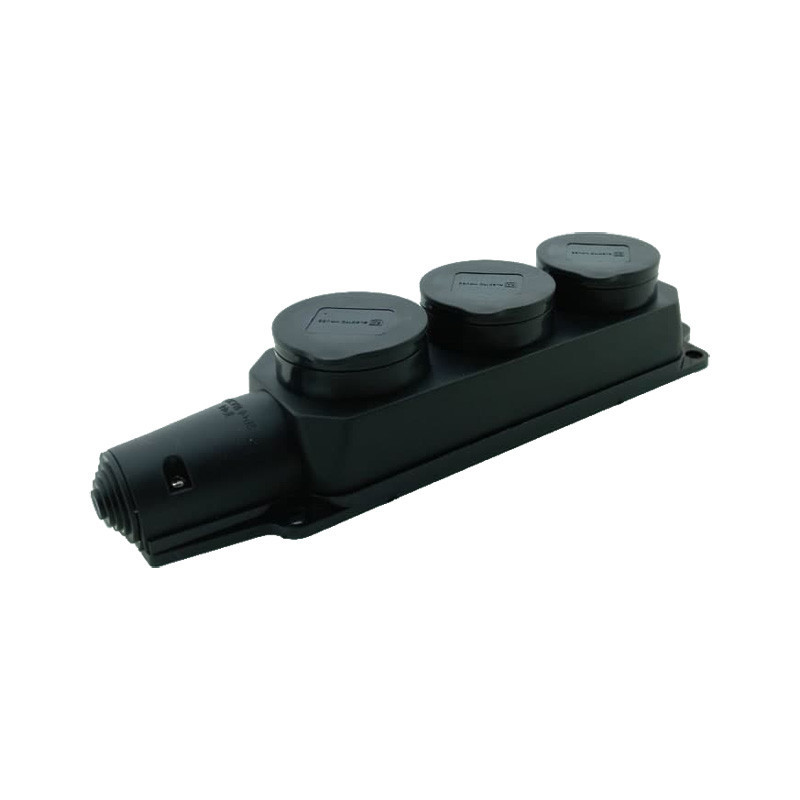 Рукоять с заземлением с крышкой 3 гнезда, каучук, черный Днепр - изображение 1