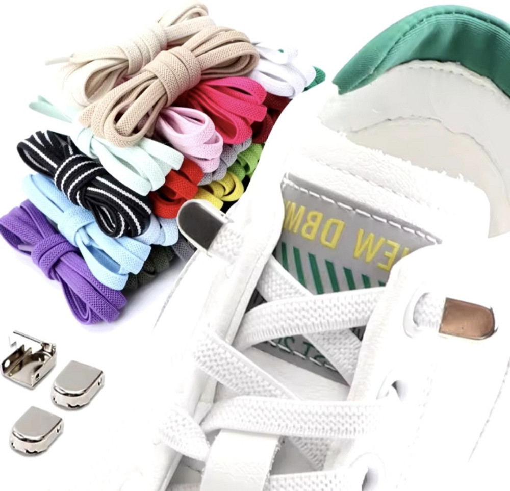 Еластичні шнурки без зав'язок з металевими фіксаторами Темно-зелений Смела - изображение 2