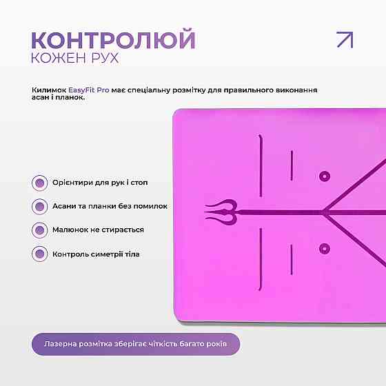 EasyFit Килимок для йоги професійний EasyFit Pro каучук 5 мм Фіолетовий Коломыя