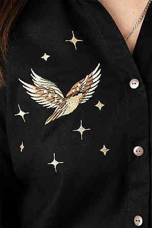 Вишиванка жіноча, з довгим рукавом чорна лляна, жіночі вишиванки льон Київ