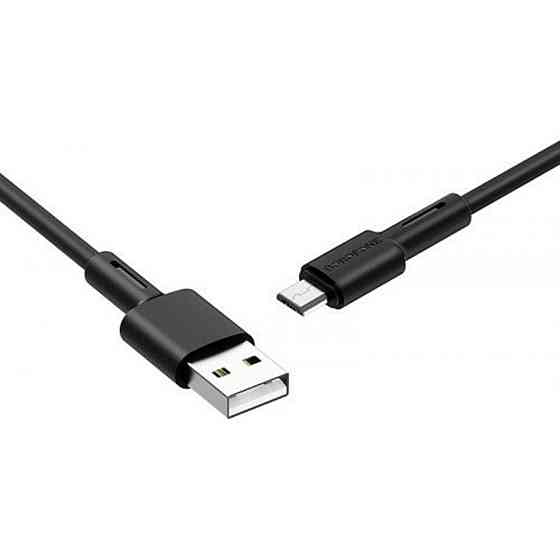 Кабель BOROFONE BX31 USB - Micro 2.4A, 1m, силіконовий, TPE конектори, колір чорний BX31MB Одеса