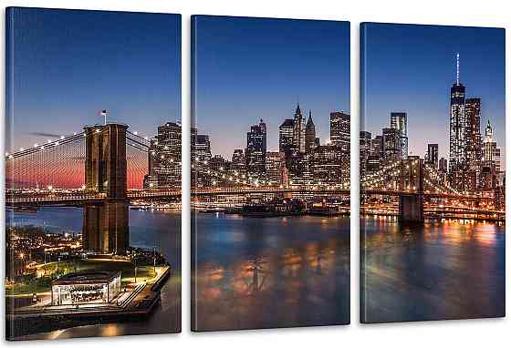 Модульна картина Нічної міста Арт-167_3А 70x130 см Київ