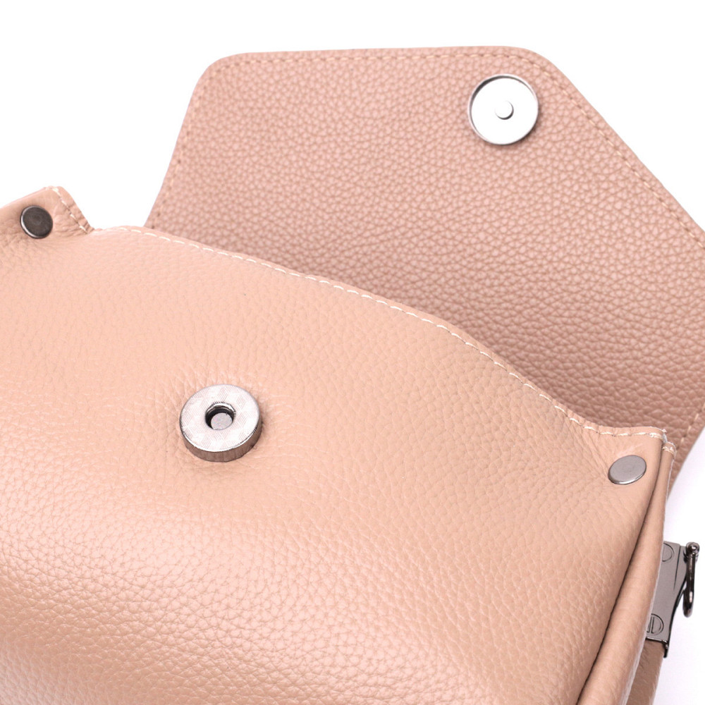 Компактная кожаная женская сумка с треугольным клапаном Vintage 22256 Бежевая Киев - изображение 6