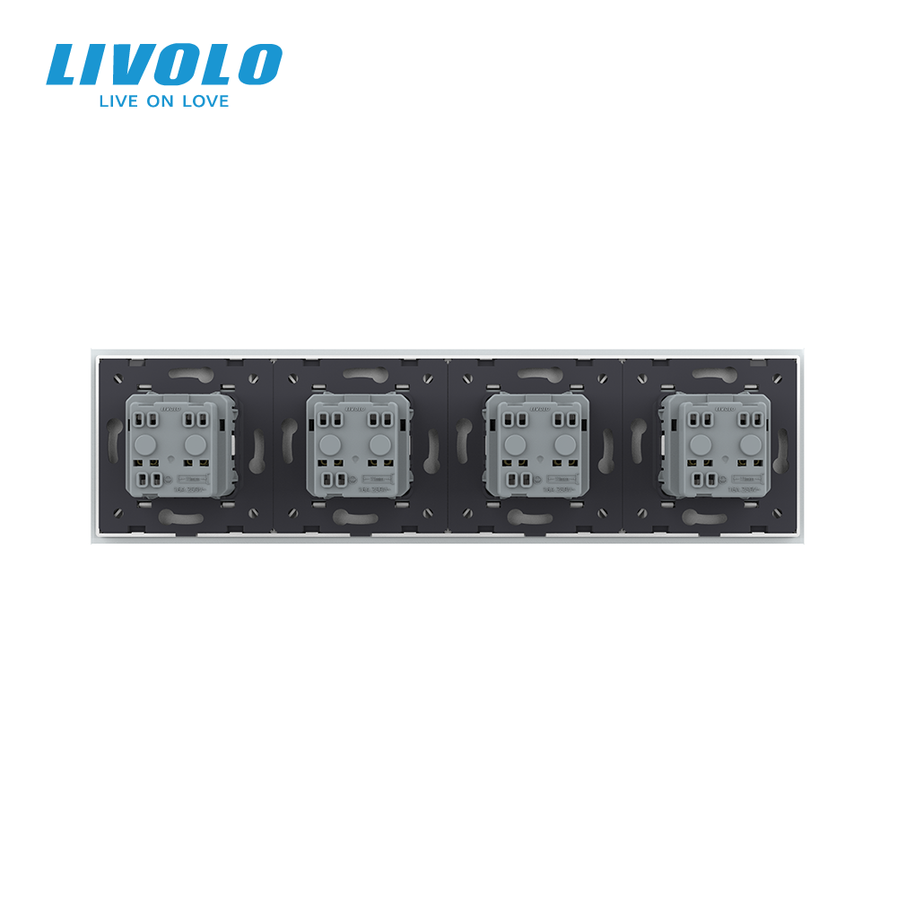 LIVOLO Чотиримісна електрична розетка з заземленням LIVOLO, біла, скляна рамка, шторки, 250В 16 Коломия - фото 7