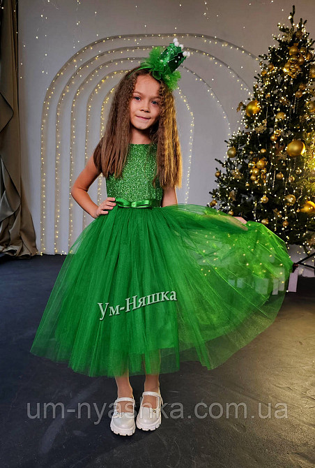 Зелене дитяче пишне плаття Ялинка з блискітками Кривий Ріг - фото 11