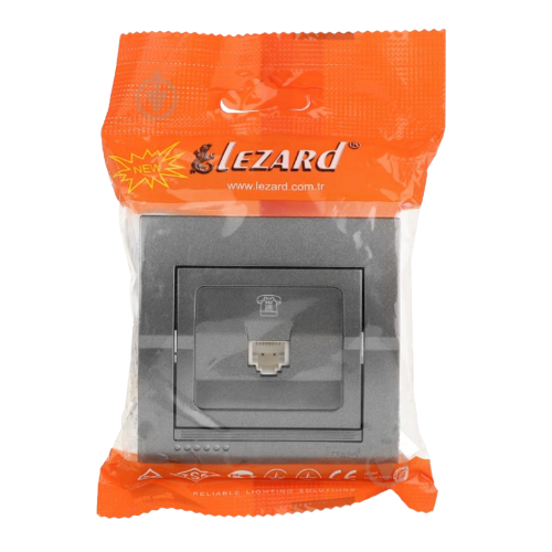 DERIY темно-сірий металік Розетка внутрішня телефонна євро Лезард Житомир