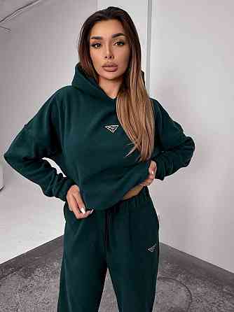 Женский теплый костюм, из флис полара L-XL, изумруд Одесса