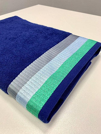 Махровий рушник Ideal Textile 70х140см з яскравими смужками (56860802) темно синій Чернівці - фото 2