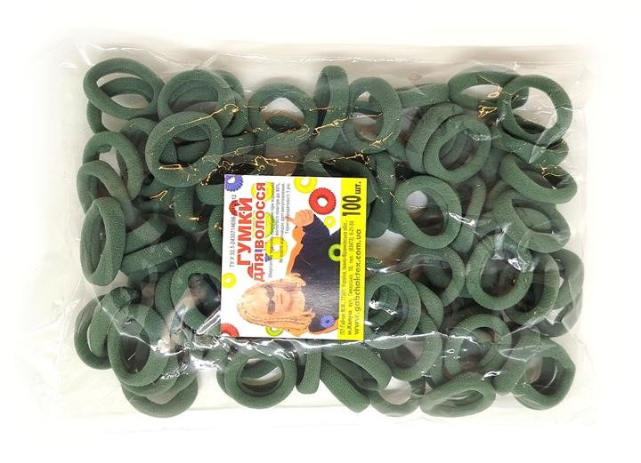 Гумка для волосся темно-зелена упаковка 100 шт Київ - фото 1