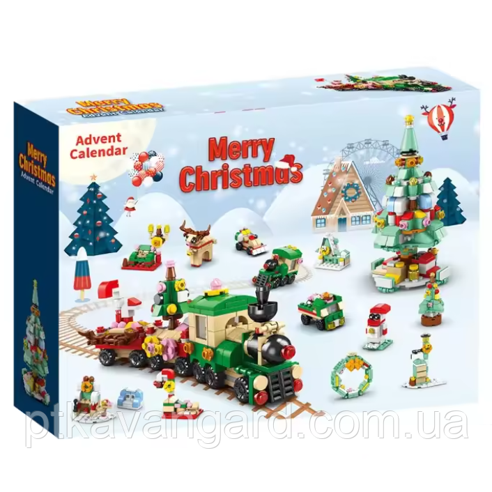 Новорічний адвент календар конструктор різдвяний потяг та ялинка, 544 деталей, 6в1, 12 вікон 8972-4 Хмельницький - фото 5