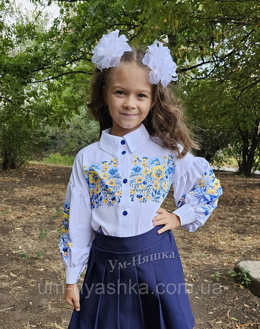 Красивая школьная блузка с  длинным рукавом р.116-134 Кривой Рог - изображение 1