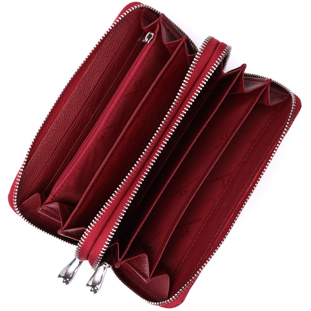 Фактурный клатч на два отделения из лакированной натуральной кожи ST Leather 22692 Красный Киев - изображение 7