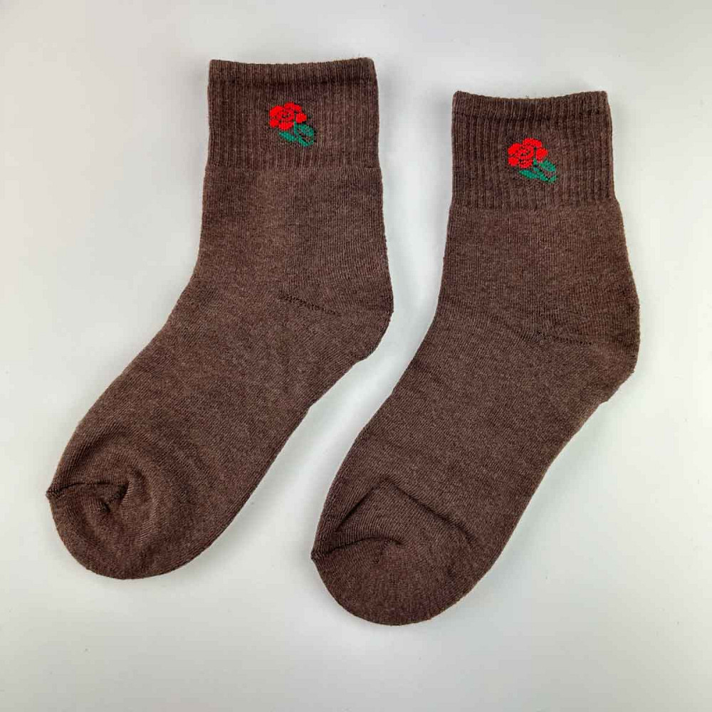 Теплі шкарпетки жіночі класичні однотонні Квітка GM Textile Високі 36-41 Коричневий Суми - фото 1