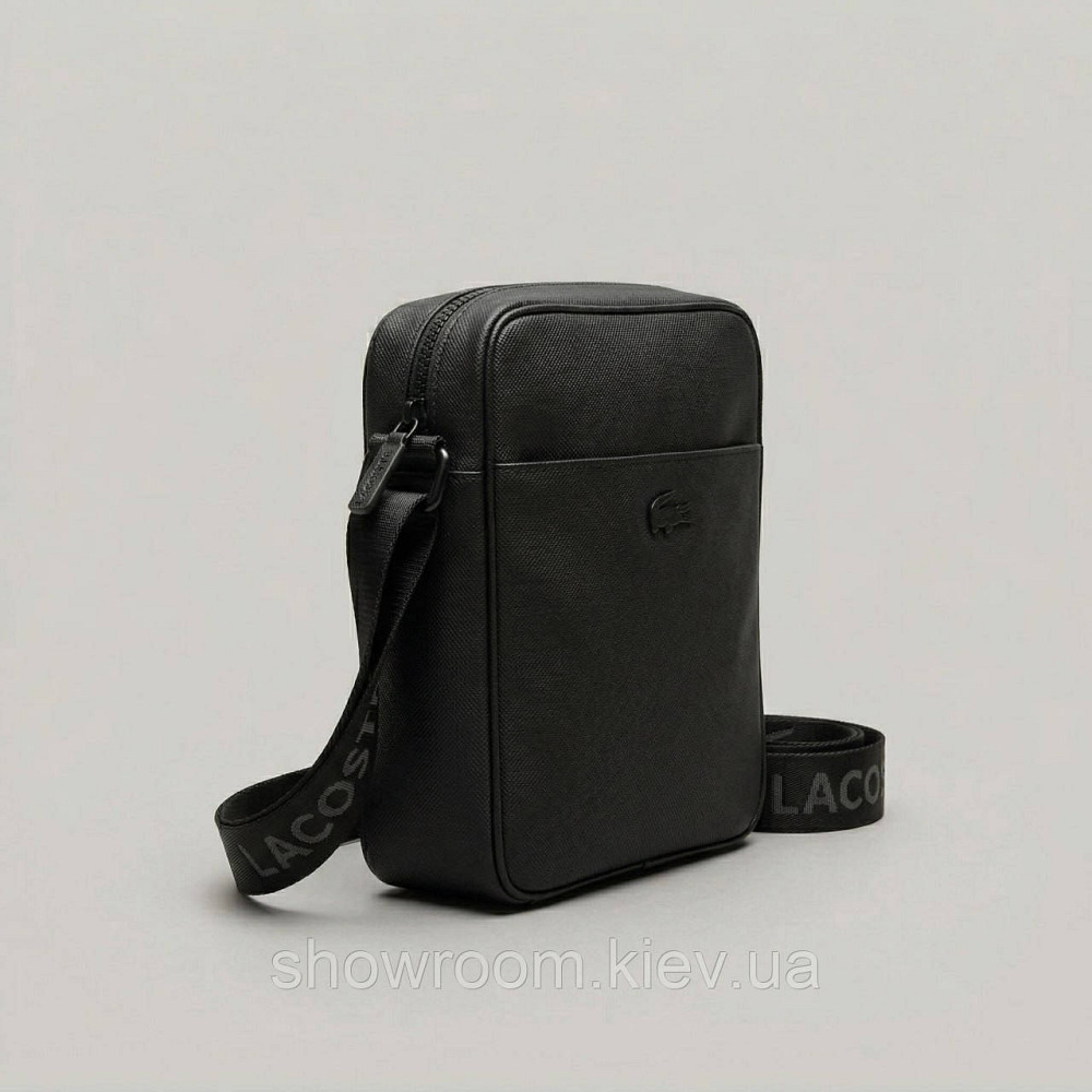 Чоловіча брендова барсетка, сумка Lacoste (2216-2) чорна Київ - фото 2