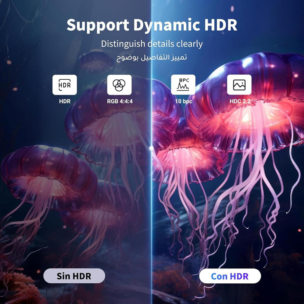 Кабель DisplayPort 1.4 UGREEN 8K 2м, шнур DP-на-DP для мониторов 8K/4K 240 Гц, нейлоновая оплётка Киев - изображение 3