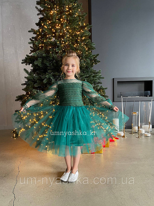Зелене пишне плаття з рукавами 110-128 Кривий Ріг - фото 8