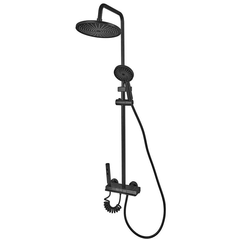 Душевая колонна Champion PBD-009-J BLACK с кнопочным переключателем и смесителем из алюминия, 4 режима Харьков - изображение 1
